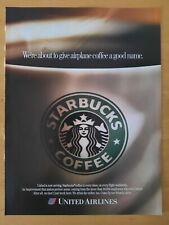 Starbucks United Airlines Vintage Print Ad 1996 Great to Frame Wall Art Decor  picture