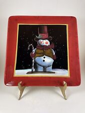 Snowman Square Serving Plate Winter Geoffrey Allen picture
