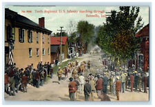 c1910 Small Amount of US Infantry Marching in Batesville Indiana IN Postcard picture