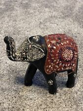 Bejeweled Mirror & Bead Work Paper Mache Elephant Figurine Statue 5x4” picture