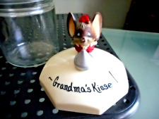Hershey choc kisses glass candy jar mouse & choco kiss lid (Grandma's Kisses) picture