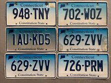 ONE CONNECTICUT LICENSE PLATE BLUE/ WHITE  RANDOM LETTERS/NUMBERS CRAFT GRADE picture