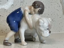 Vintage Bing & Grondahl Two Friends Boy With Bulldog Porcelain Figurine #1790 picture