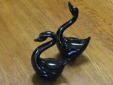 Vintage Black Art Glass Swans Crowning Touch Collection Taiwan Decorative 5” picture