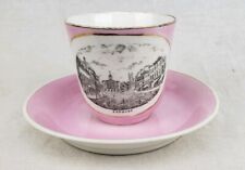 Antique Andover England High Street Souvenir Tea Cup & Matching Bowl Gold Trim picture