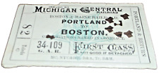 JUNE 1886 MICHIGAN CENTRAL NYC  TICKET B&M PORTLAND TO BOSTON MASSACHUSETTS picture