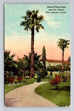 San Antonio TX-Texas, Alamo Plaza Park, The Alamo, Vintage Postcard picture