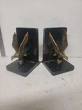 Vintage Rare Brass Eagle And Marble Book Ends picture