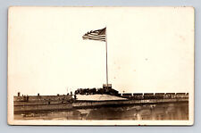 RPPC US 8th Infantry Company M Uknown Large Rooftop Military Event Postcard picture