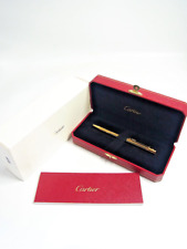 Cartier Must de Santos Vertical Gold Godron Ballpoint Pen w/Box Booklet etc New picture