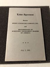 1941 Sperry Gyroscope Company & BSCIMoA Labor Agreement Union Ephemera Booklet picture