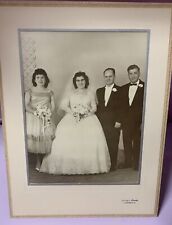 Black & White Wedding 8x10 Photo Bride Groom Witnesses Henry Studio Lockport NY picture