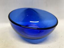 Vintage Cobalt Blue Glass Snack Bowl- Blue Glass 6” Bowl picture