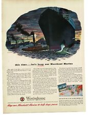 1944 Westinghouse Builds Up the Merchant Marine fleet WWII Vintage  Print Ad picture