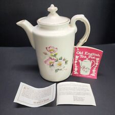 Vintage House Of Webster Old English Tea Pot 8'' Gold Rimmed Floral White w/ Tag picture