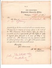 1867 Post Civil War Document War Dept Washington DC James Bickal Claim picture