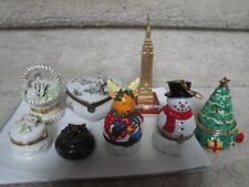 Lot Of 8 Different Subjects Trinket Boxes Christmas Etc   picture