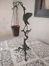 ANTIQUE FIGURAL HERON & SNAKE CRANBERRY GLASS FLOAT LAMP picture