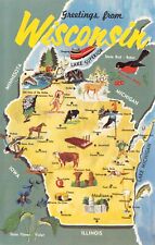 Greetings From Wisconsin Map 1967 Dexter Postcard picture
