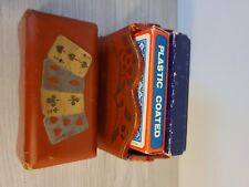 Vintage 1960's Orange Red Lacquer Wood 2 Part Card Box for Playing Cards picture