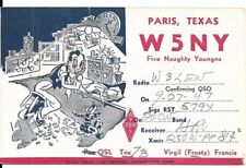 QSL  1947 Paris Texas W5NY radio card picture