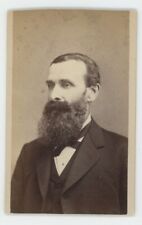 Antique CDV c1870s Handsome Man With Large Beard in Suit & Tie Mt. Vernon, IA picture
