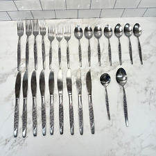 LOT of 24 National Stainless CARESS Rosevine FORKS SPOONS KNIVES Used picture