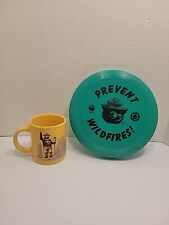 Vintage YELLOW Smokey The Bear Mug Help Stop Forest Fires and Frisbee  picture