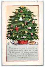 c1920's Christmas Tree Decorated Candle Lights Embossed Schenectady NY Postcard picture