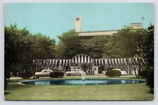 c1940s Cars at Belmont Park Club Entrance~Long Island New York NY VTG Postcard picture