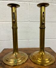 Antique Brass Push Up Candlestick Holders - Pair picture