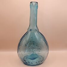 Vintage 1850s 50s Jenny Lind Calabash Flask Blue Fislerville Glass Works picture