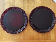 Set Of 2 - Vintage Avon 1876 CAPE COD Ruby Red Glass Dinner Plate 10.5