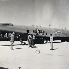 Vintage 1954 Black and White Photo B 29 Bomber Airplane US Military Tarmac  picture