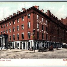c1900s UDB Boston, MA United States Hotel Downtown Roadside Man Main Street A210 picture