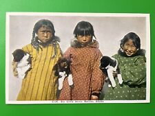 Six Little Arctic Natives, Alaska AK Postcard ~ Unposted ~ C134 ~ Dogs, Puppies picture