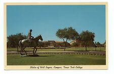 Texas Tech College Statue of Will Rogers Lubbock Texas Postcard picture