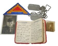 WWII ETO US 465th AAA BN Named Dog Tag, Photo, & Pocket Diary Notebook Group. picture