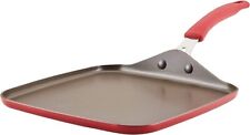 Rachael Ray Cook + Create Nonstick Stovetop Griddle/Grill Pan, Square,11Inch,Red picture