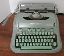 Vintage 1960’s HERMES 3000 Portable Typewriter Sea Foam Green With Case AS IS picture