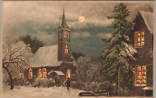 c1906 Church Hold to Light HTL Vintage German Christmas Postcard picture