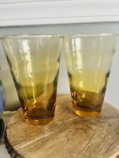 2 Vintage Libby Honey Golden Wave Ripple Optic Glass Tumbler Amber picture