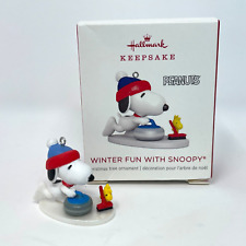 Hallmark Keepsake Peanuts 2018 WINTER FUN WITH SNOOPY Curling Mini Ornament picture