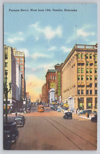 Vtg Post Card Farnam Street, West From 14th, Omaha, Nebraska I57 picture