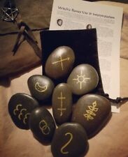 Natural Stone Witch's Runes Handcrafted Divination Rune Set Occult Wicca Pagan picture