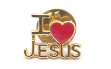 I Love Jesus Heart Gold Tone Vintage Lapel Pin picture