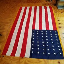 HUGE VTG 8 X 5 48 Star American Flag W Gold Colored Fringe (see photos) picture