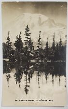 Mt Rainier Reflected in Snow Lake Washington Real Photo Postcard D22 picture