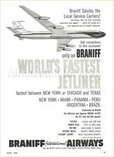 1960 BRANIFF International Boeing 707 PRINT AD airline airways advert LOVE FIELD picture