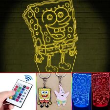 SpongeBob acrylic LED multi-color night light lamp w/ remote control + keychains picture
